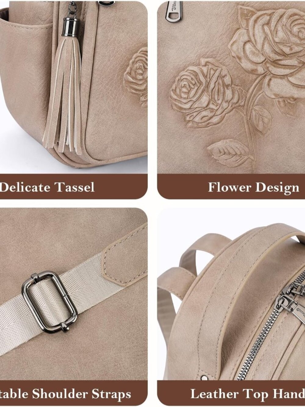 Mini Backpack Purse for Women,Embossed Vegan Leather Small Backpack Fashion Back - Picture 6 of 6